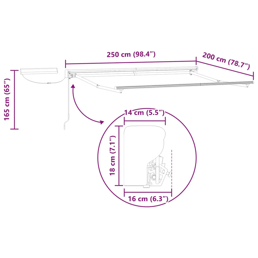 Cadre de store rétractable électrique Anthracite 2,5 x 2 m - 8