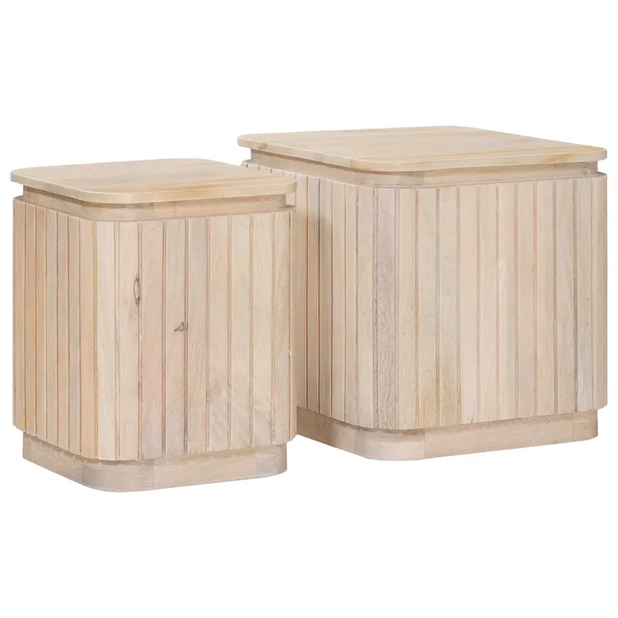 Ensemble de Tables de Chevet Artisanales 2 pcs Blanc