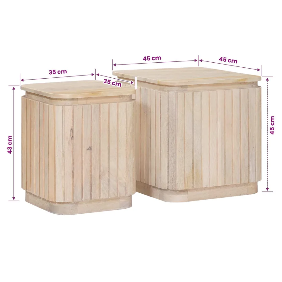 Ensemble de Tables de Chevet Artisanales 2 pcs Blanc - 10