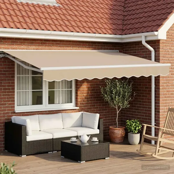 Auvent rétractable électrique Beige et blanc 3,5 x 2,5 m