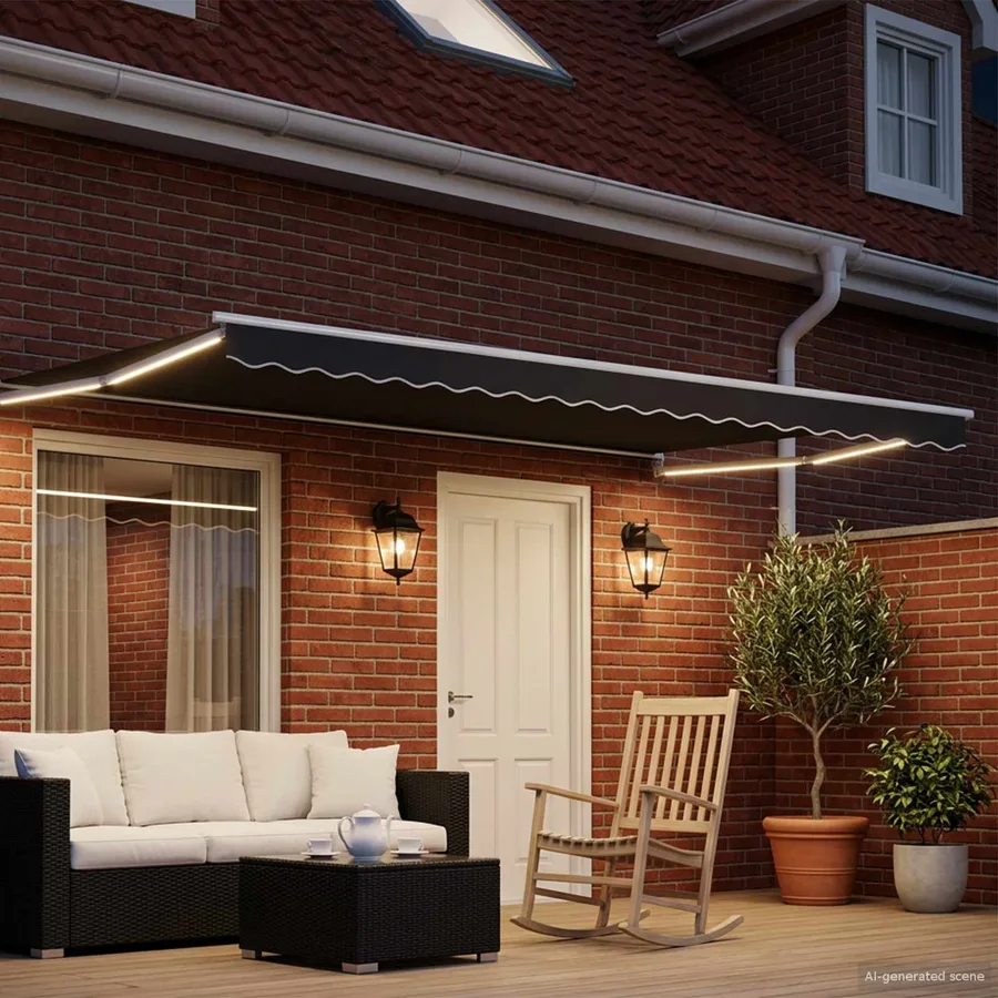 Store rétractable manuel avec LEDs Anthracite et blanc 4 × 3 m - 3