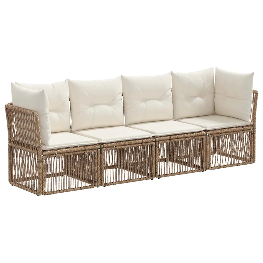Ensemble de canapé de jardin 4 pcs Beige polyrotin