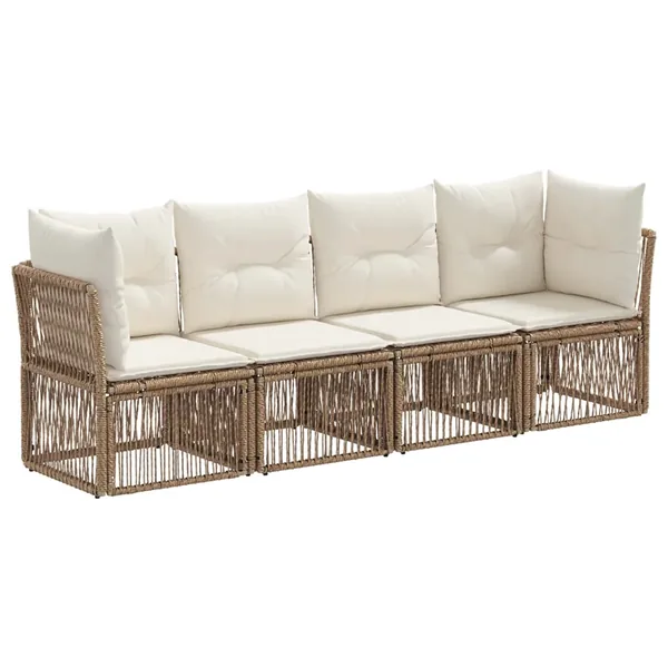 Ensemble de canapé de jardin 4 pcs Beige polyrotin