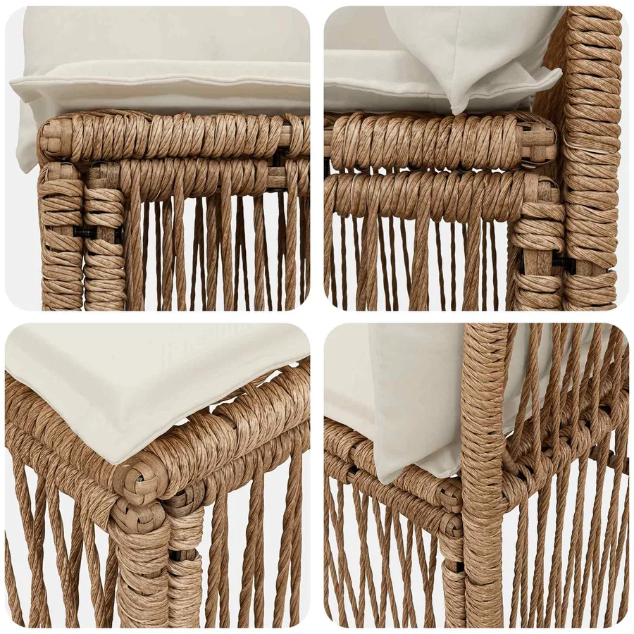 Ensemble de canapé de jardin 4 pcs Beige polyrotin - 4