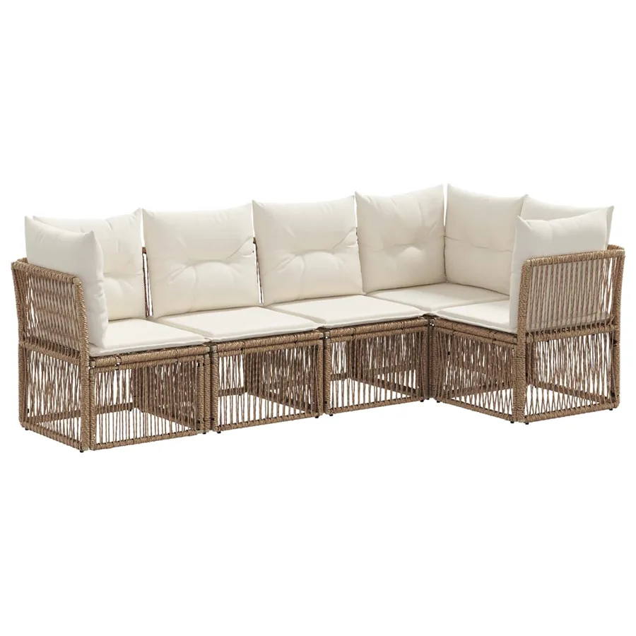 Ensemble de canapé de jardin 5 pcs Beige polyrotin - 2