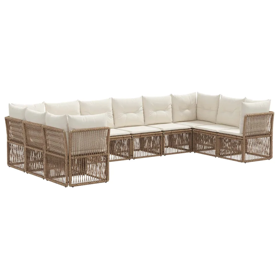 Ensemble de canapé de jardin 10 pcs Beige polyrotin - 2