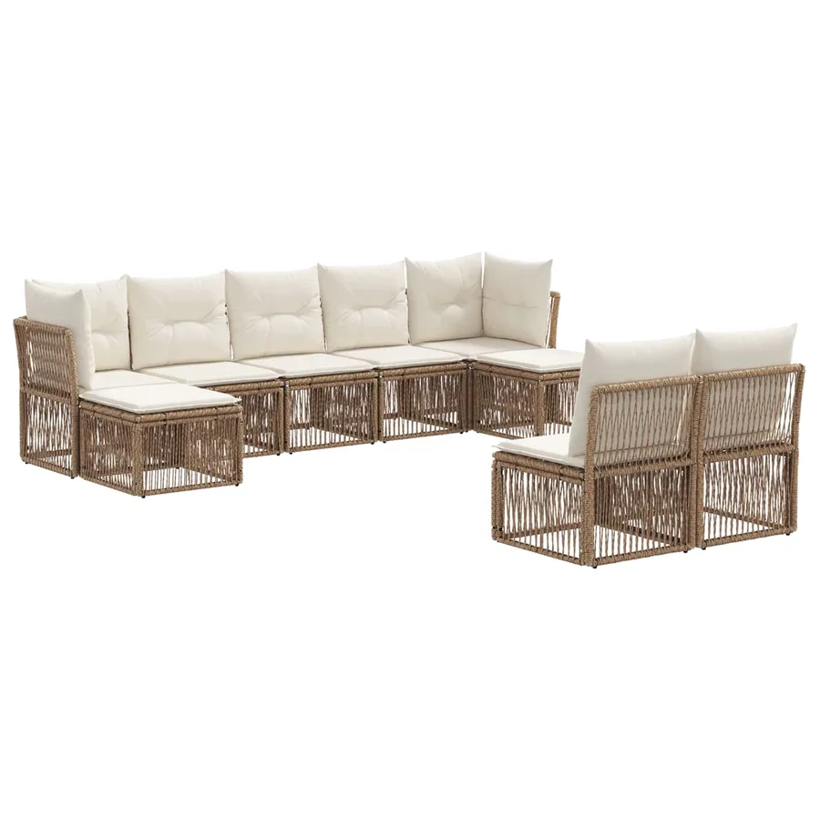 Ensemble de canapé de jardin 9 pcs Beige polyrotin - 2