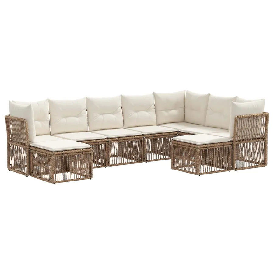 Ensemble de canapé de jardin 9 pcs Beige polyrotin - 2