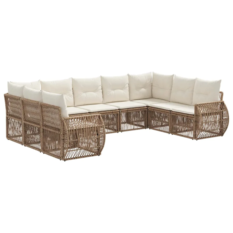 Ensemble de canapé de jardin 9 pcs Beige et blanc crème - 2