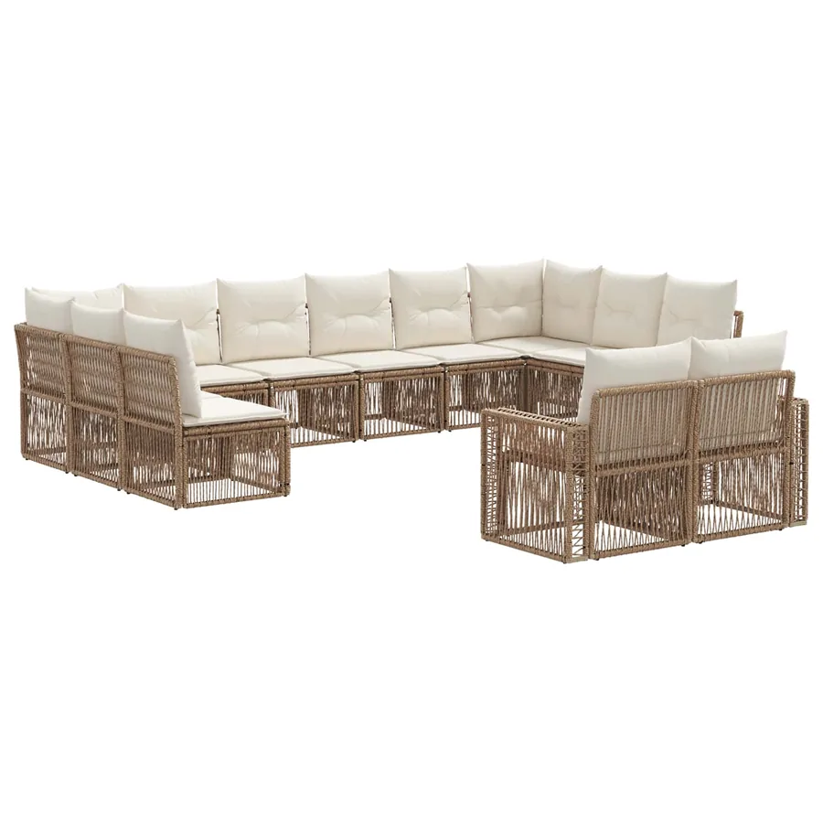 Ensemble de canapé de jardin 12 pcs Beige et blanc crème