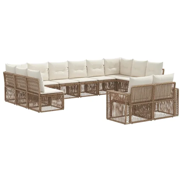 Ensemble de canapé de jardin 12 pcs Beige et blanc crème