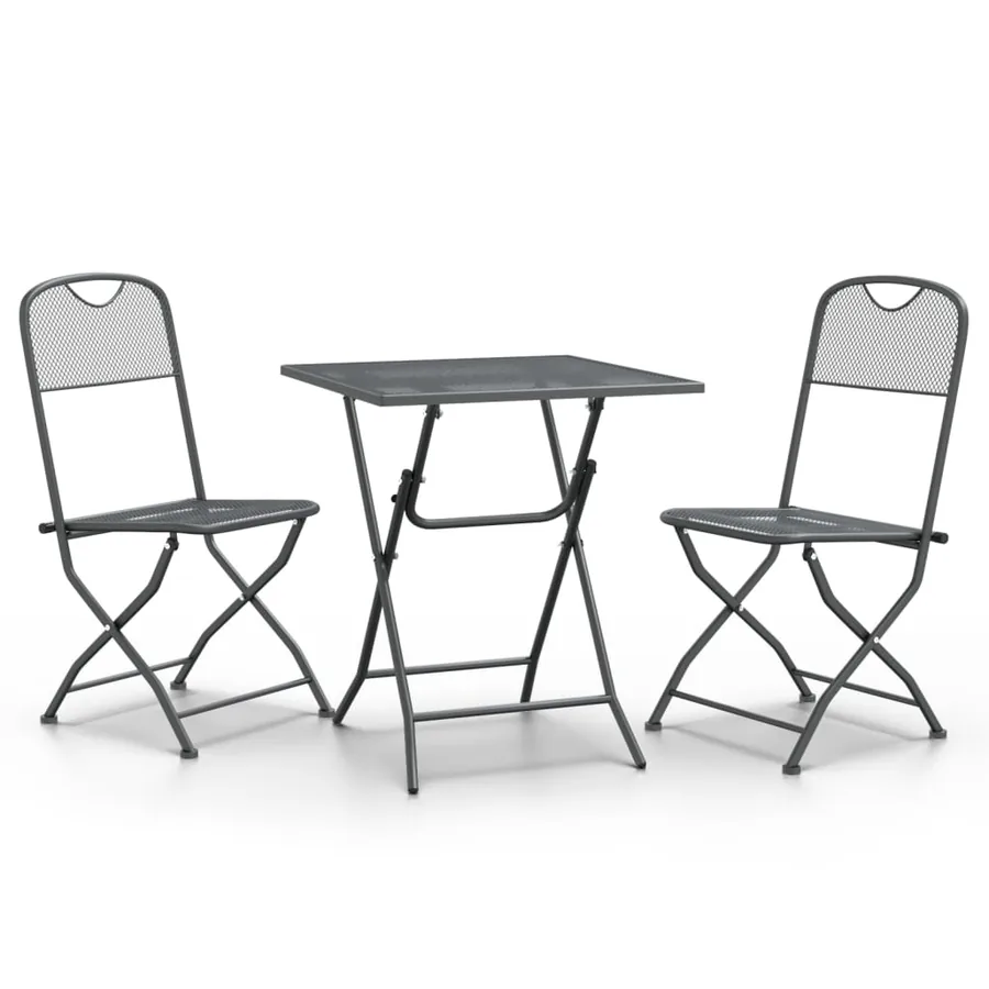 Ensemble à manger de jardin 3 pcs Maille Métal Anthracite - 2
