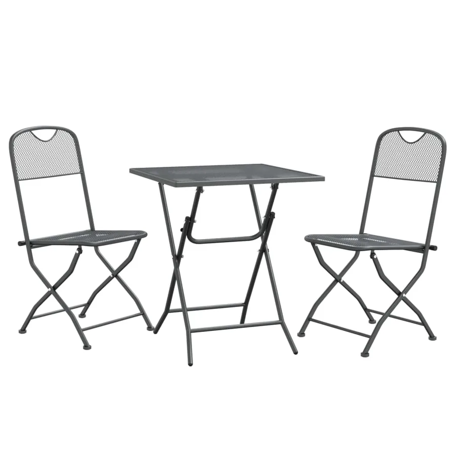 Ensemble à manger de jardin 3 pcs Maille Métal Anthracite - 3