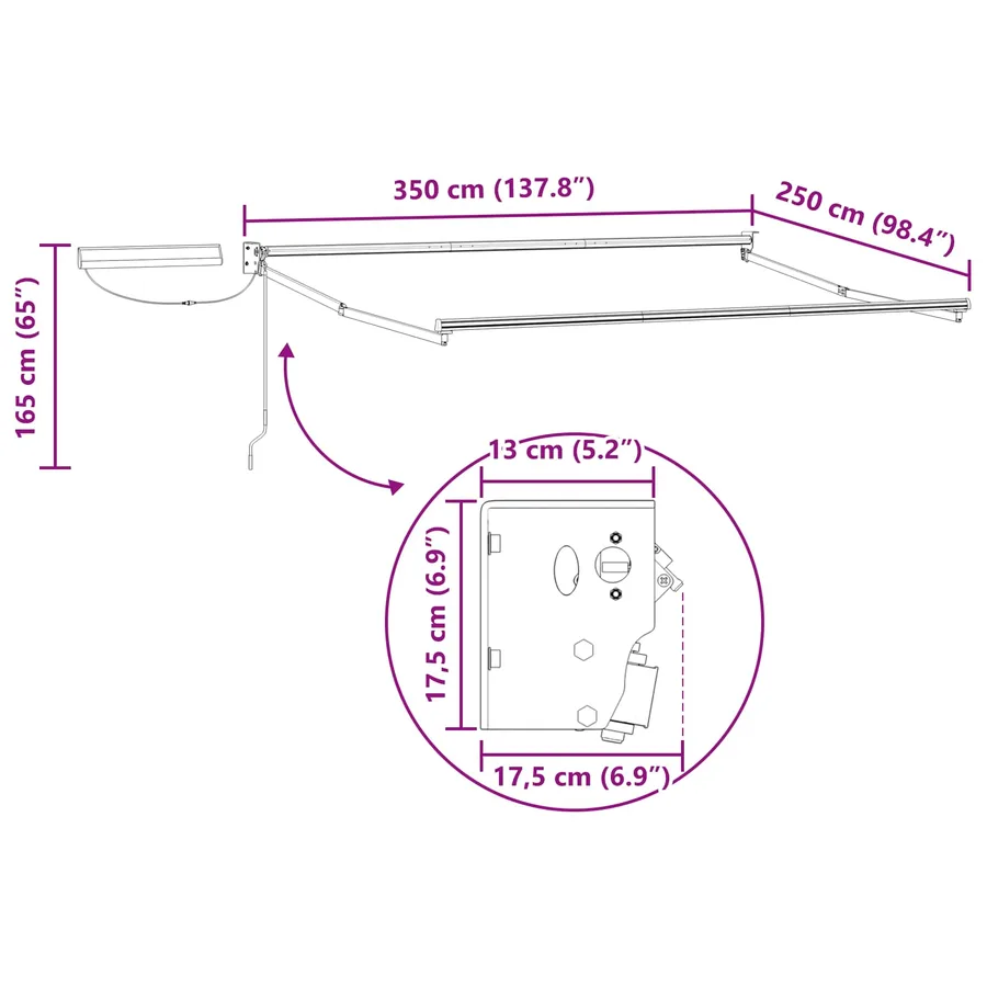 Auvent rétractable électrique 3,5 x 2,5 m - 12