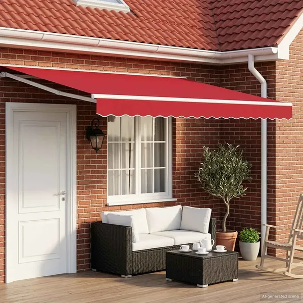Auvent rétractable manuel Rouge 4 × 3 m
