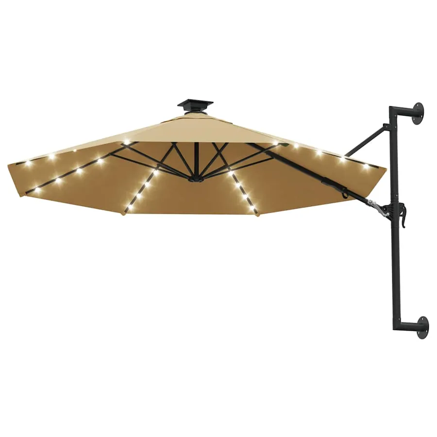 Parasol mural de jardin avec LED 300 cm taupe - 2