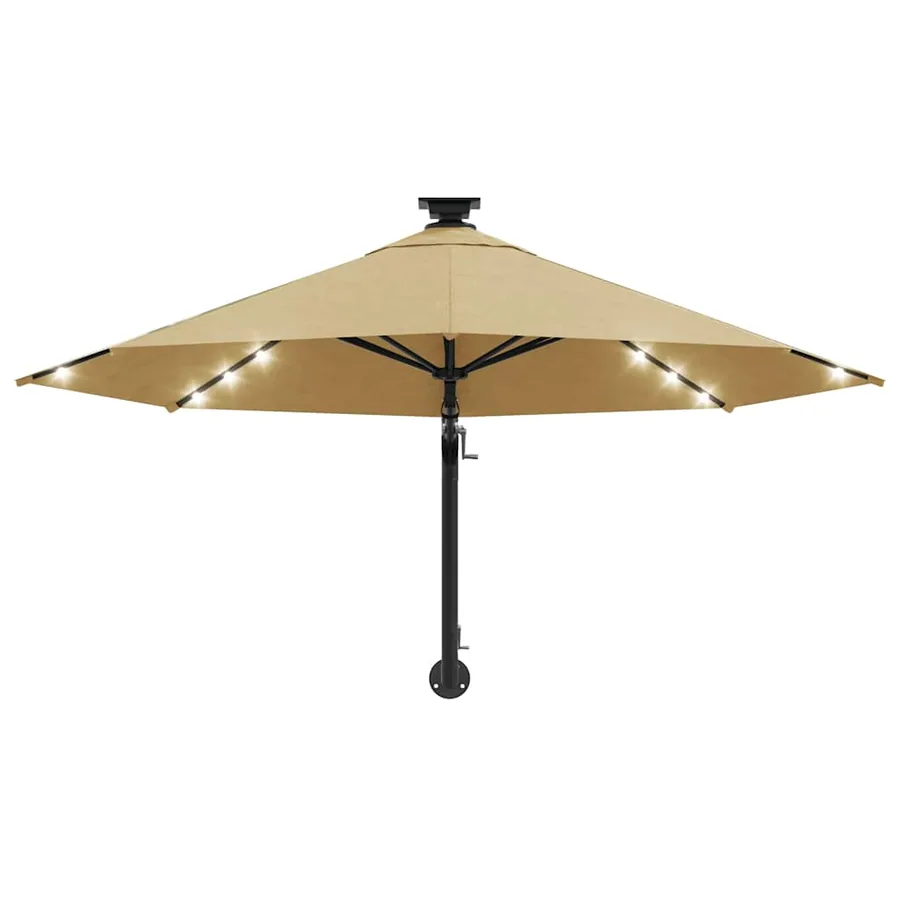 Parasol mural de jardin avec LED 300 cm taupe - 4