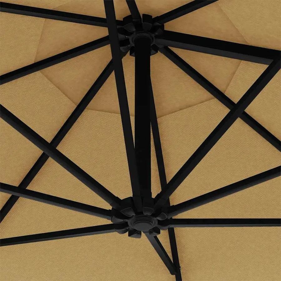 Parasol mural de jardin avec LED 300 cm taupe - 8