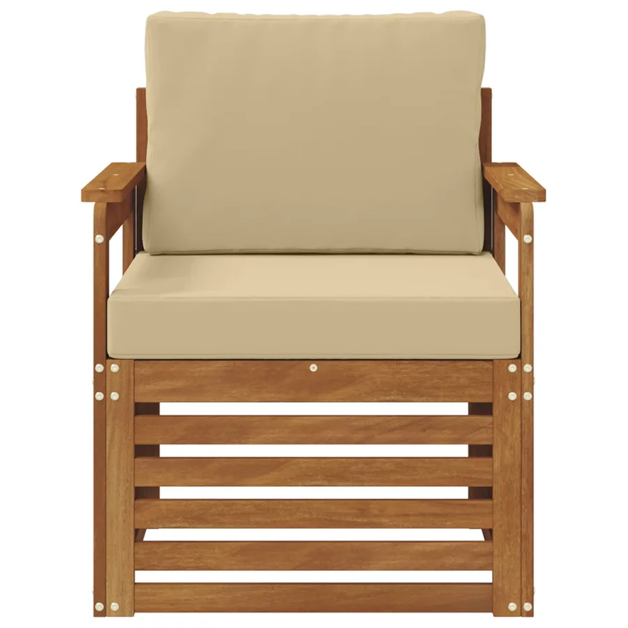 Canapé d’extérieur Bois d'acacia massif et polyester Naturel - 3