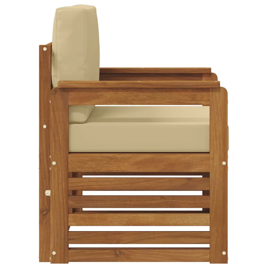 Canapé d’extérieur Bois d'acacia massif et polyester Naturel - 4