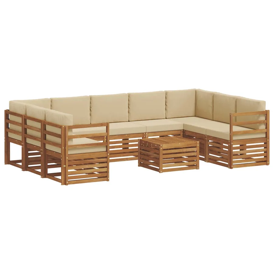 Ensembles de canapés avec coussin 10 pcs Naturel et Beige - 2