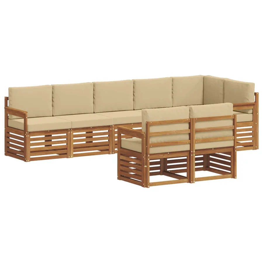 Ensembles de canapés avec coussin 8 pcs Naturel et Beige - 2