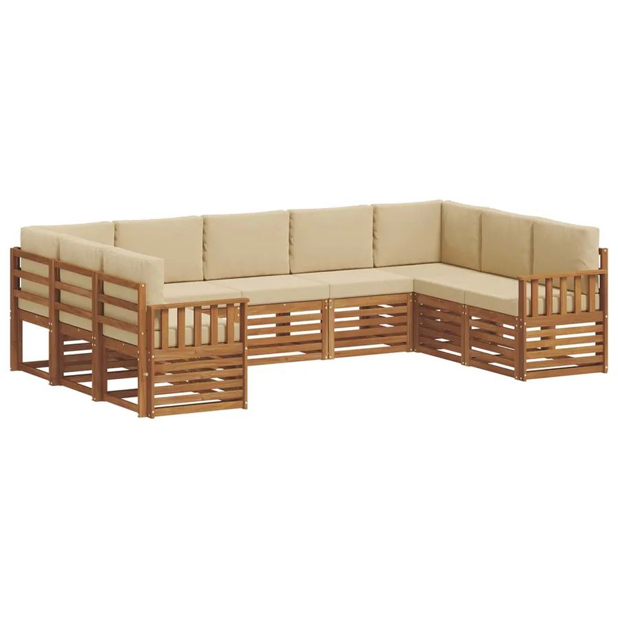 Ensemble de canapé d'angle avec coussin 9 pcs Naturel et Beige - 2
