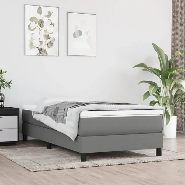 Slatted bed base with mattress Dark grey 80x200 cm Fabric