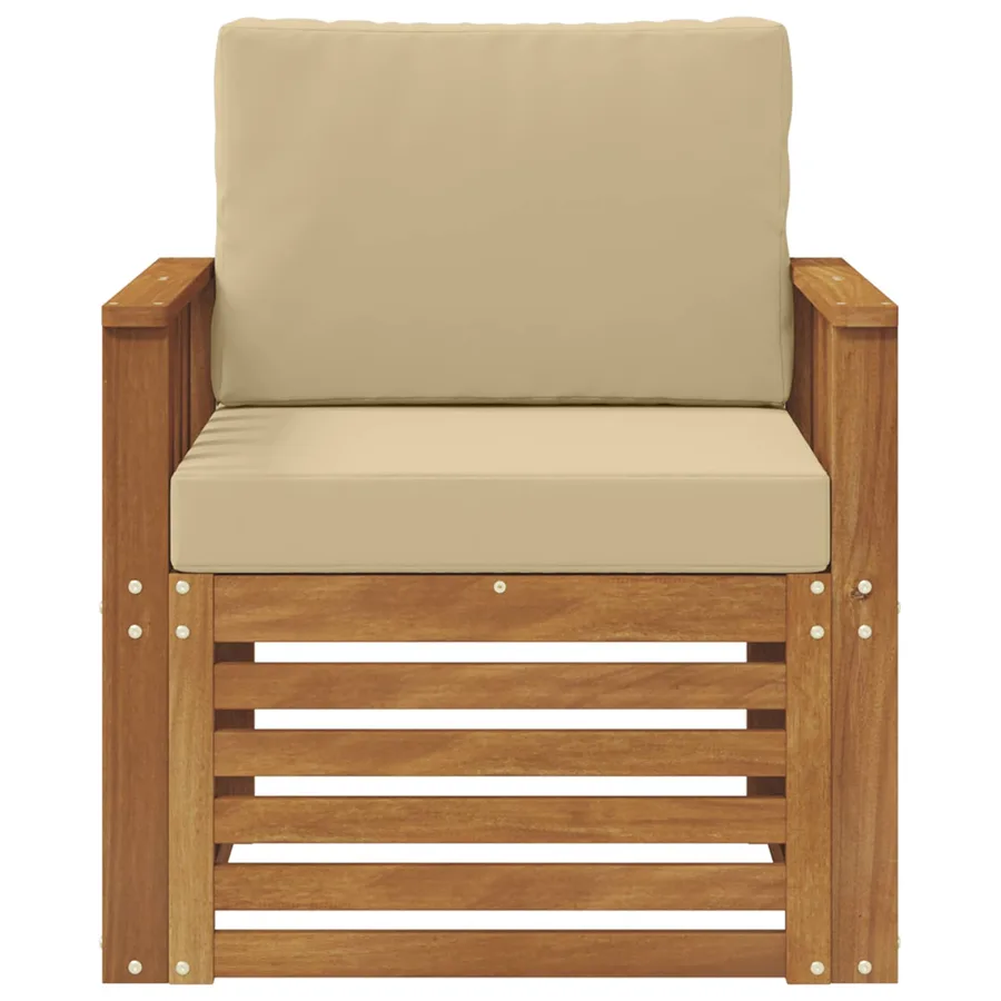 Canapé d’extérieur Bois d'acacia massif et polyester Naturel - 3