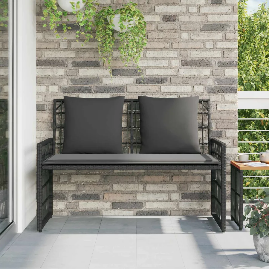 Banc extérieur Uni Noir et Gris foncé 116 x 55 x 82 cm - 3