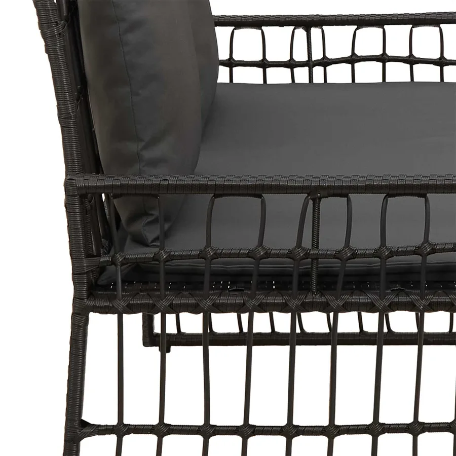 Banc extérieur Uni Noir et Gris foncé 116 x 55 x 82 cm - 8