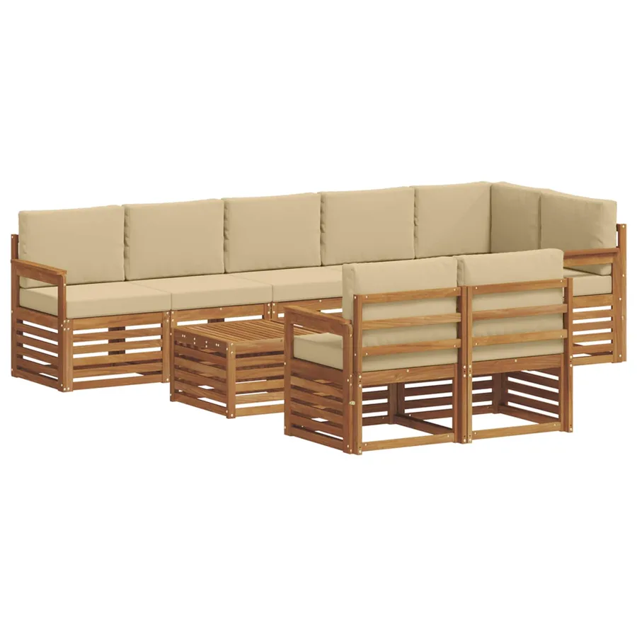 Ensembles de canapés avec coussin 9 pcs Naturel et Beige - 2