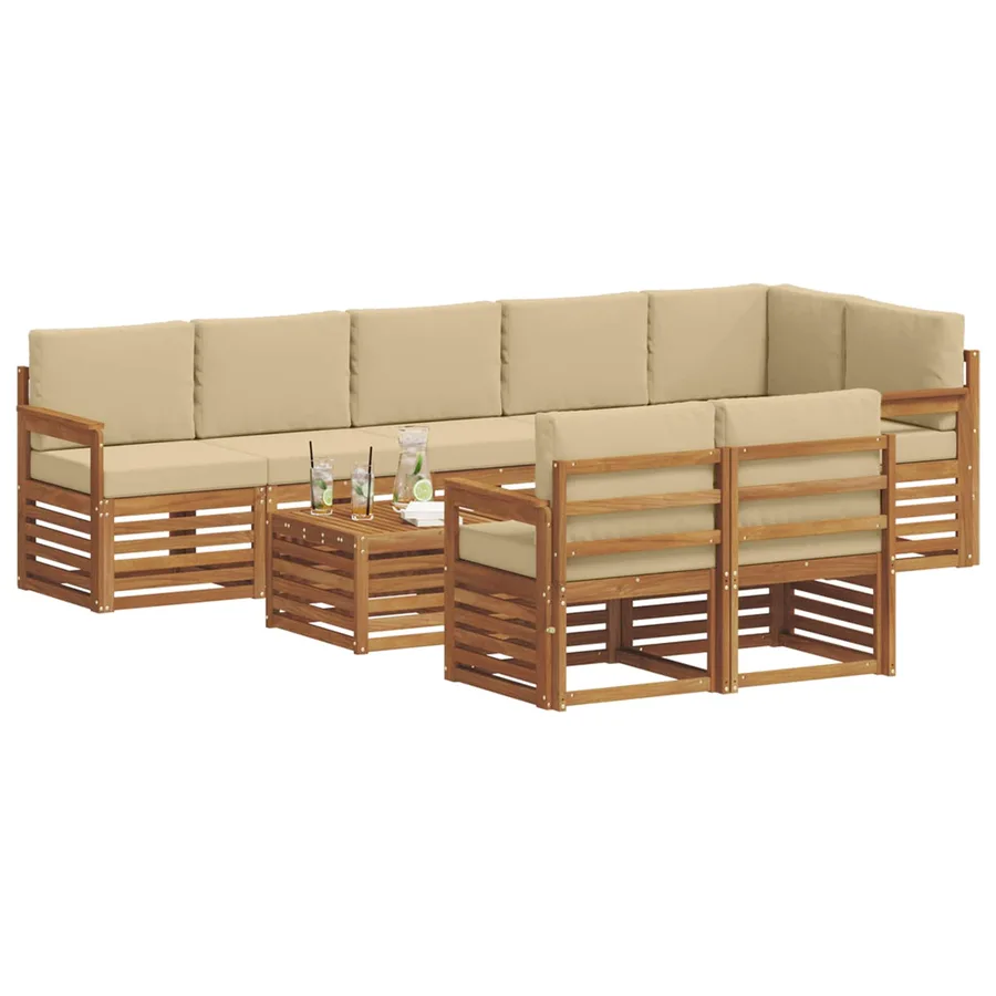 Ensembles de canapés avec coussin 9 pcs Naturel et Beige - 3