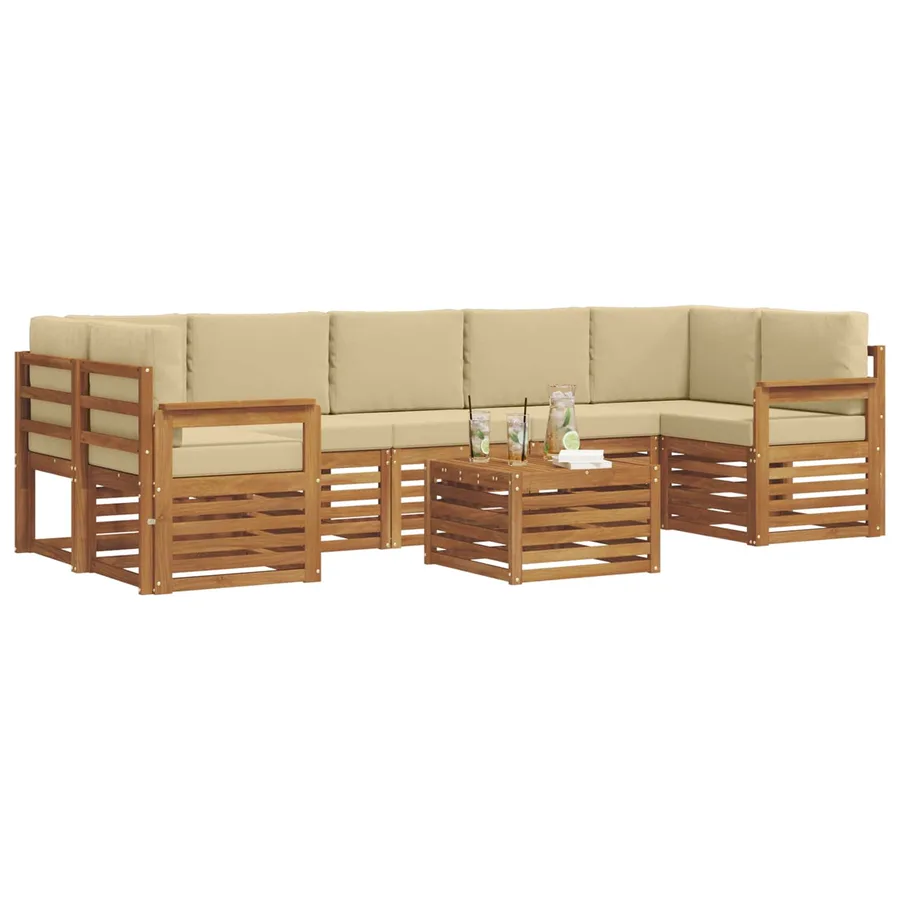 Ensemble de canapés d'extérieur 8 pcs Naturel et Beige - 3
