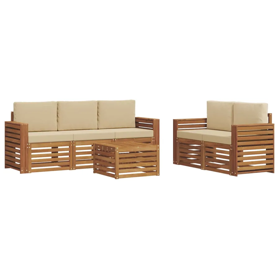 Ensembles de canapés avec coussin 6 pcs Naturel et Beige - 2