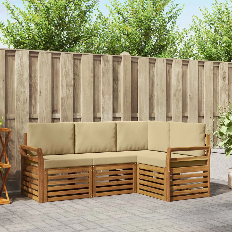 Ensembles de canapés avec coussin 4 pcs Naturel et Beige