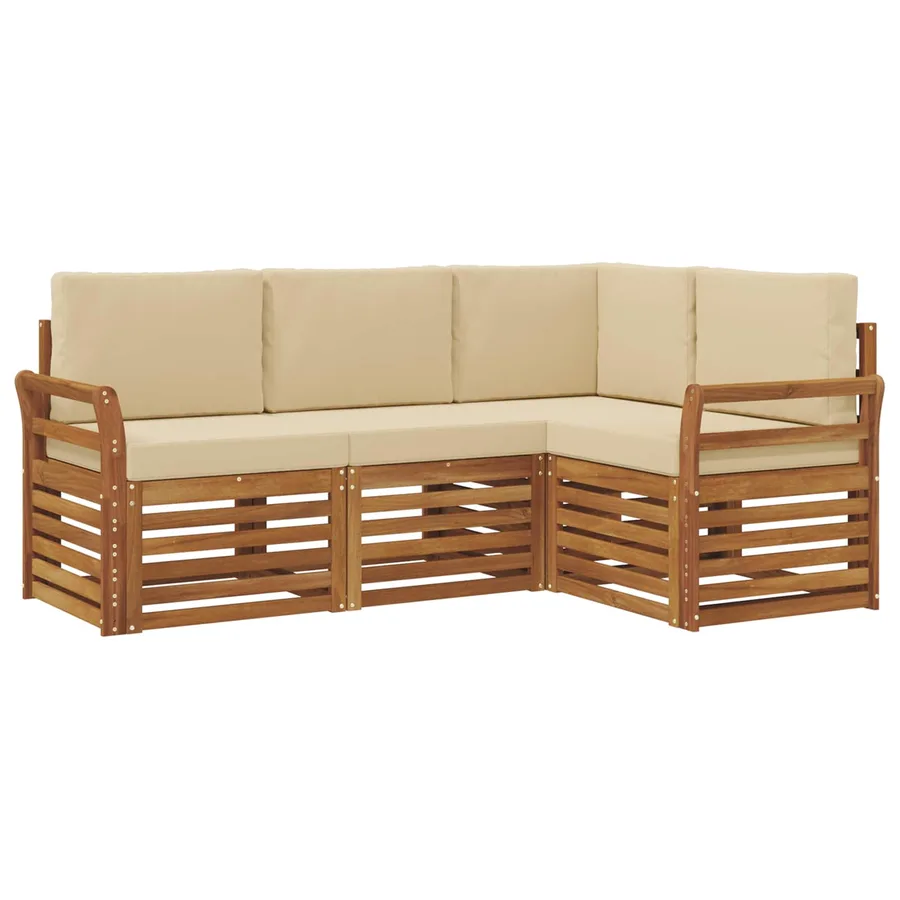Ensembles de canapés avec coussin 4 pcs Naturel et Beige - 2
