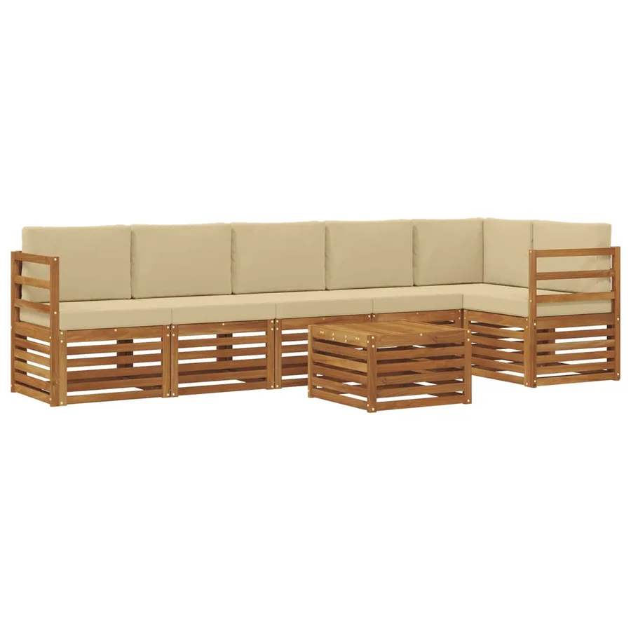 Ensemble de canapé d'angle avec coussin 7 pcs Naturel et Beige - 2