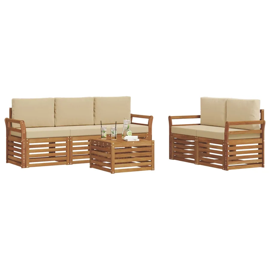 Ensembles de canapés avec coussin 6 pcs Naturel et Beige - 3