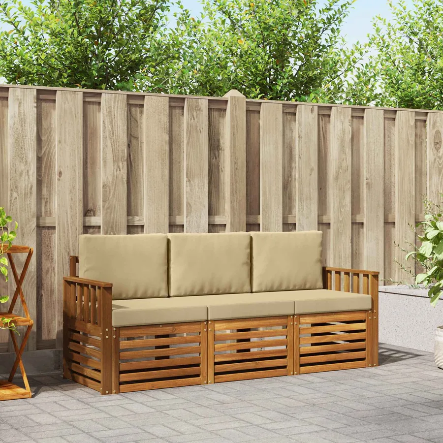 Ensembles de canapés avec coussin 3 pcs Naturel et Beige