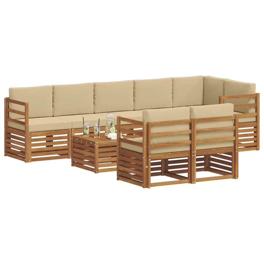 Ensembles de canapés avec coussin 9 pcs Naturel et Beige - 3