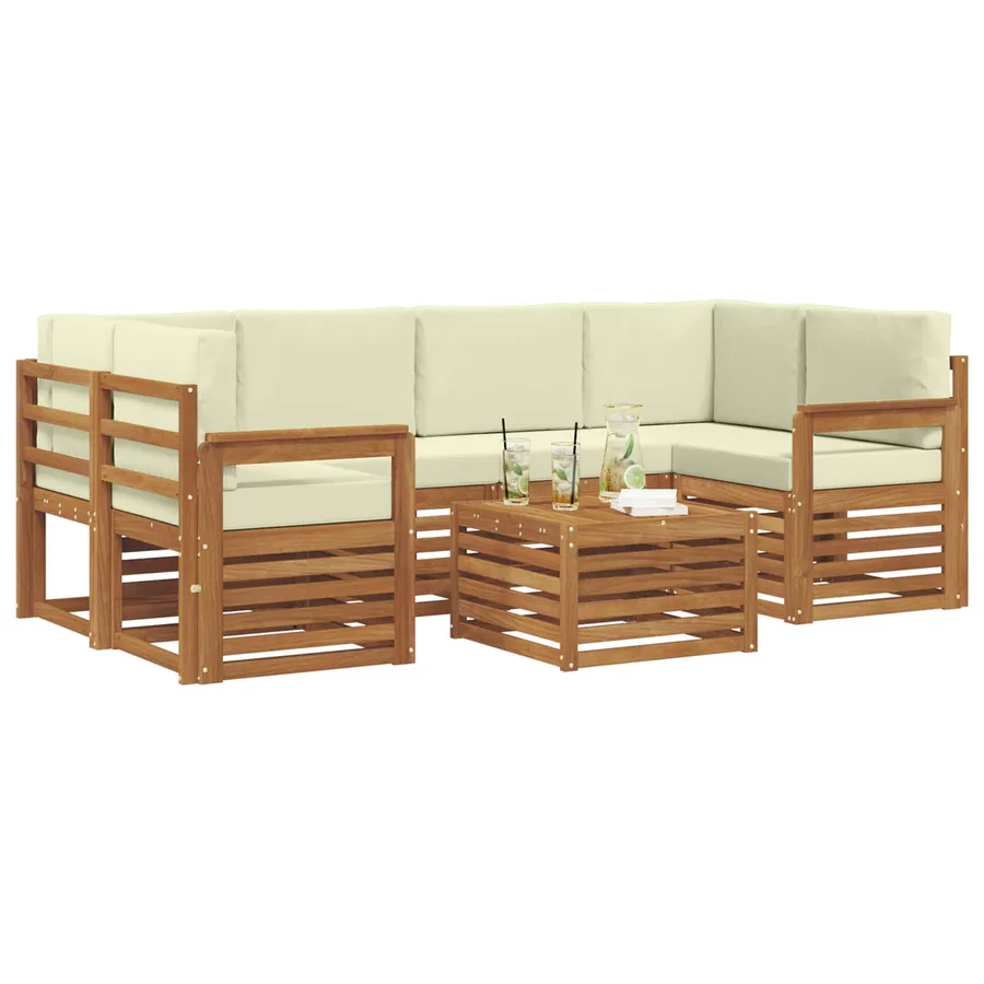 Ensemble de canapés d'extérieur 7 pcs Naturel et Crème - 3
