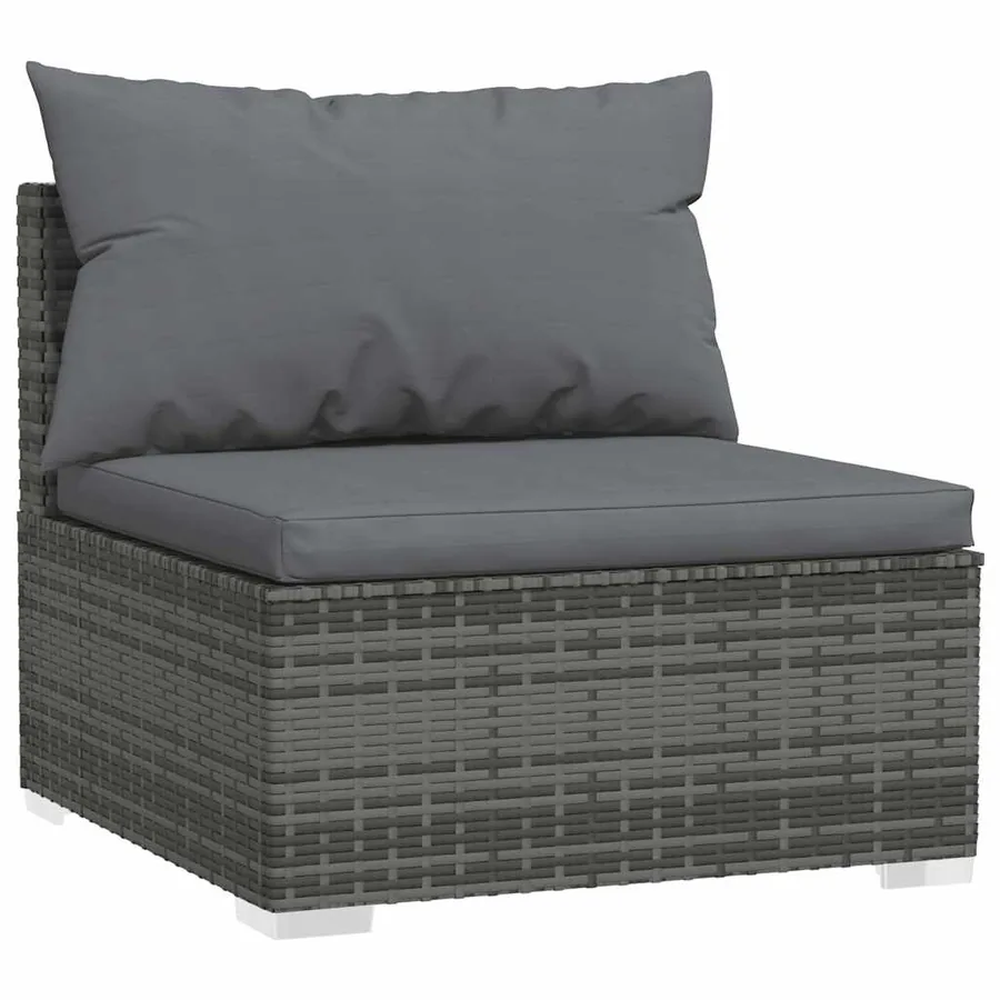 Salon de jardin 4 pcs avec coussins Résine tressée Gris - 3