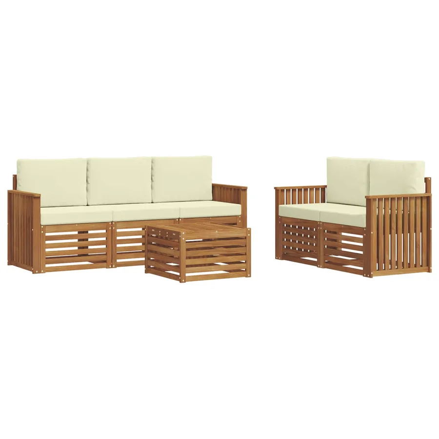 Ensembles de canapés avec coussin 6 pcs Naturel et Crème - 2