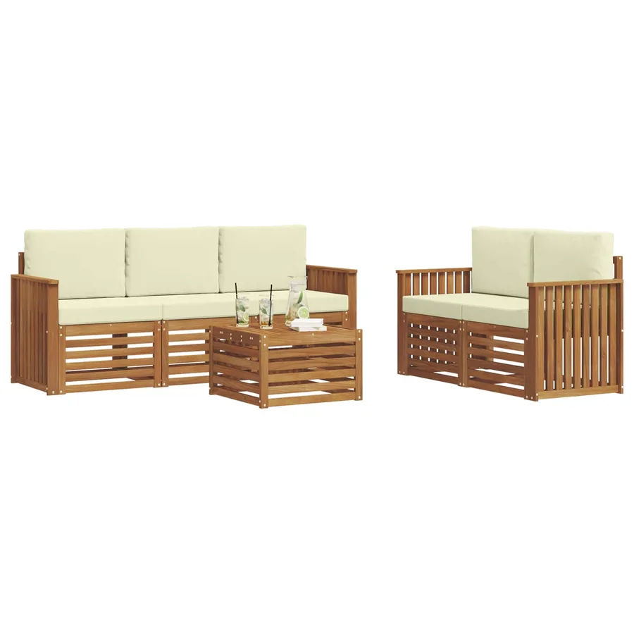 Ensembles de canapés avec coussin 6 pcs Naturel et Crème - 3