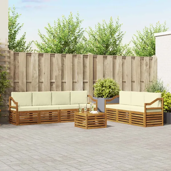 Ensembles de canapés avec coussin 8 pcs Naturel et Crème