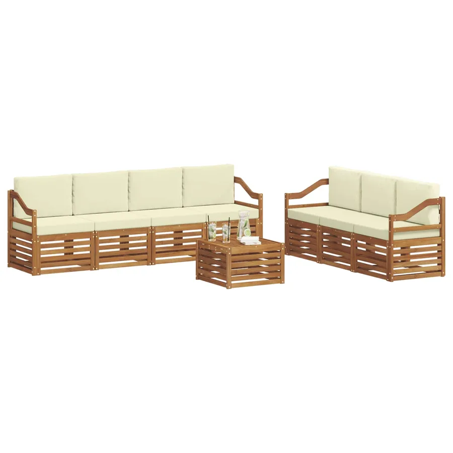 Ensembles de canapés avec coussin 8 pcs Naturel et Crème - 3