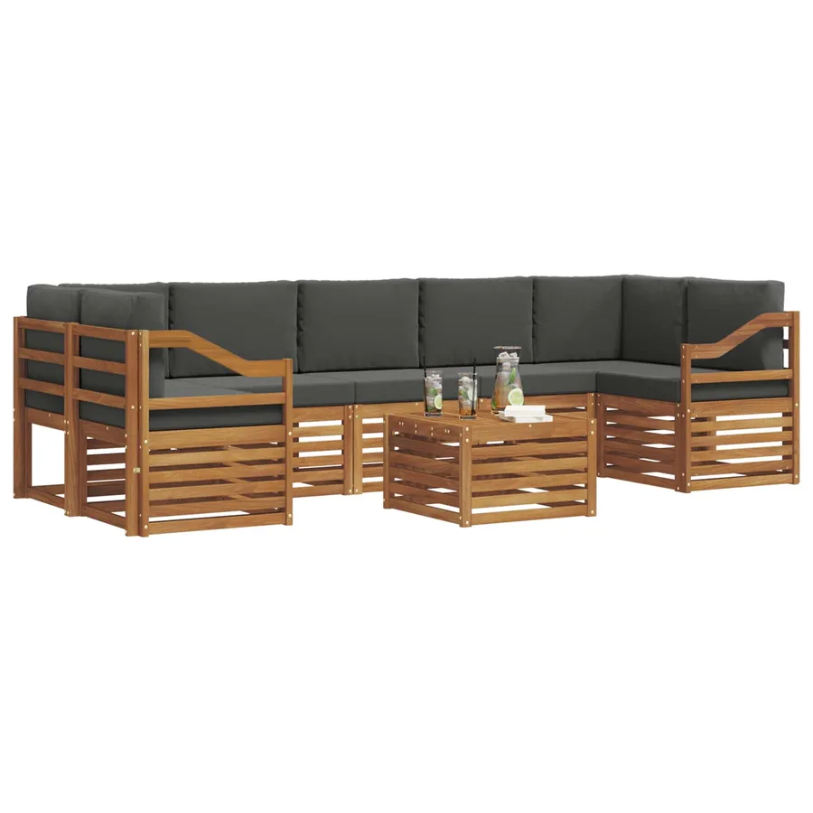Ensemble de canapés d'extérieur 8 pcs Naturel et Anthracite - 3