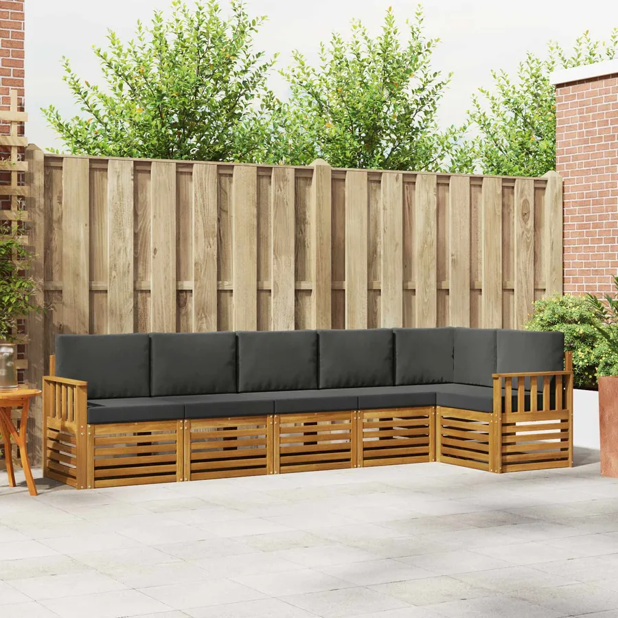 Ensemble de canapé d'angle 6 pcs Naturel et Anthracite