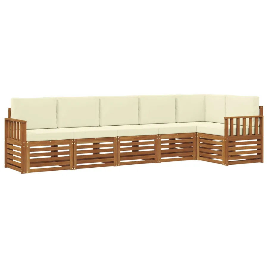 Ensemble de canapé d'angle avec coussin 6 pcs Naturel et Crème - 2